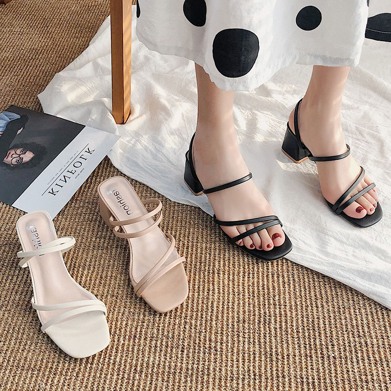 Vrouwen Hoge Hak Sandalen Zomer Casual Vrouwelijke Schoenen Vrouw Vierkante Hak Open Teen Enkelbandje Dames Sandalias Wedge Schoen 2022 Nieuwe