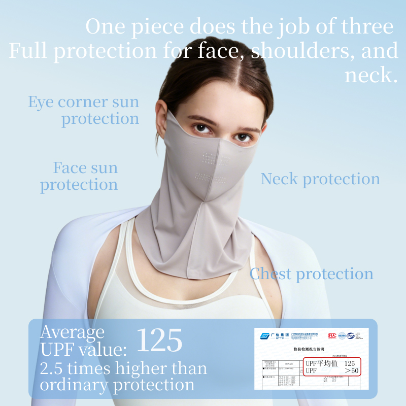 SUJIIN UV-Schutzmaske UPF50+ Gesichts-Sonnenschutzmaske aus Eisseide für Damen, atmungsaktive UV-blockierende Maske für den Sommer XK004