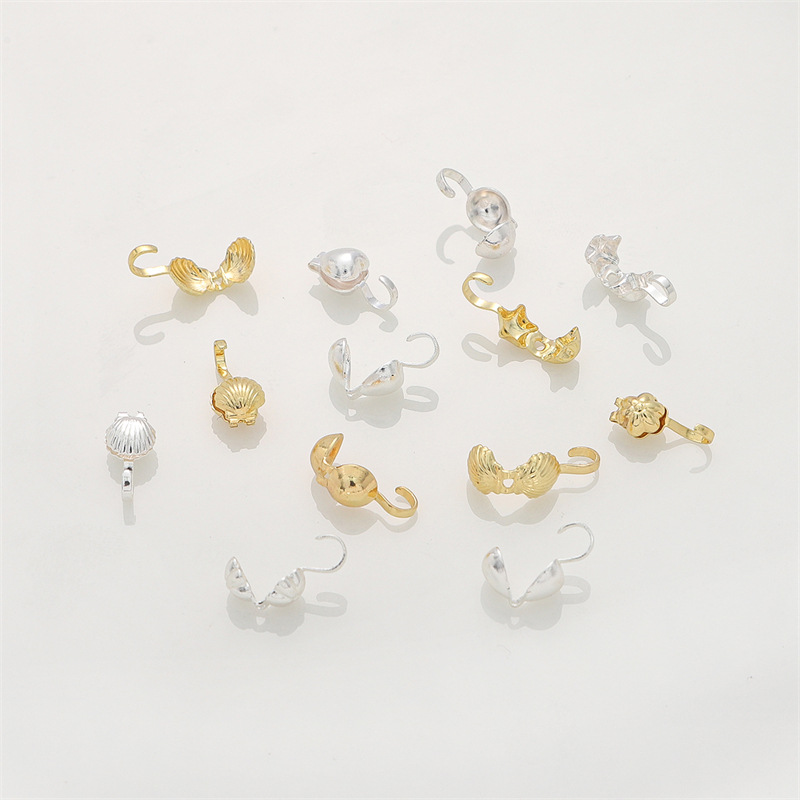 20pcs/Lot Silver/14K Gold Plated Shell Crimp End Clasp Connector Clasp Hooks For DIY Bracelet Necklace Jewelry Making Supplies