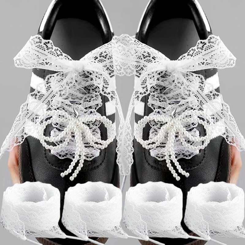 120 Cm Kant Schoenveters Voor Vrouwen Casual Schoenen 3 Cm Breedte Platte Schoenveter Voor Sneakers Zwart Wit Hollow Out veters Accessorices