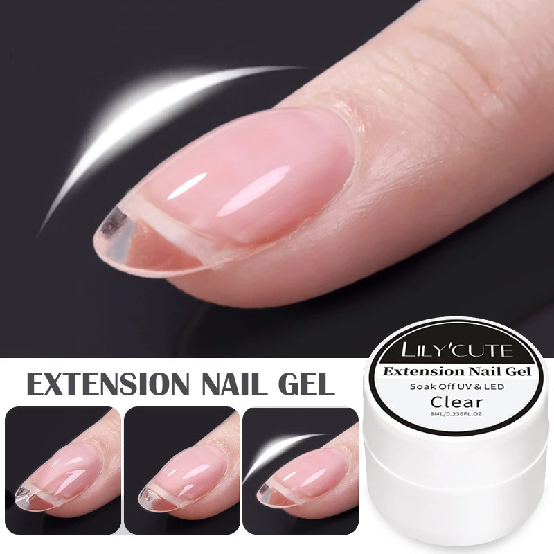 LILYCUTE 1 boîte de Gel d'extension d'ongle rose blanc clair pour renforcement de la farcture des ongles épaisseur d'art d'ongle améliorée vernis Gel dur
