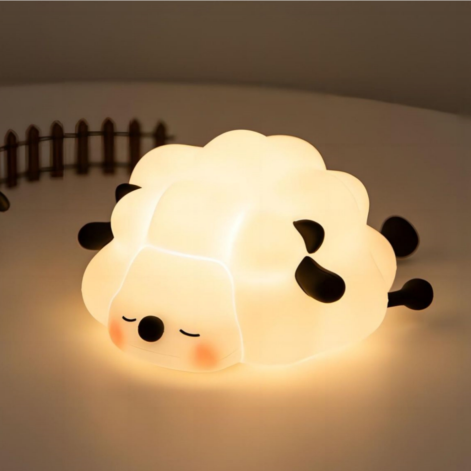Niedliche Silikon-Nachtlichter, Schaf, Cartoon-Schlafzimmerlampe für Kinderzimmer, Dekor, wiederaufladbar, Timing, Dimmen, Schlaf-Nachtlicht
