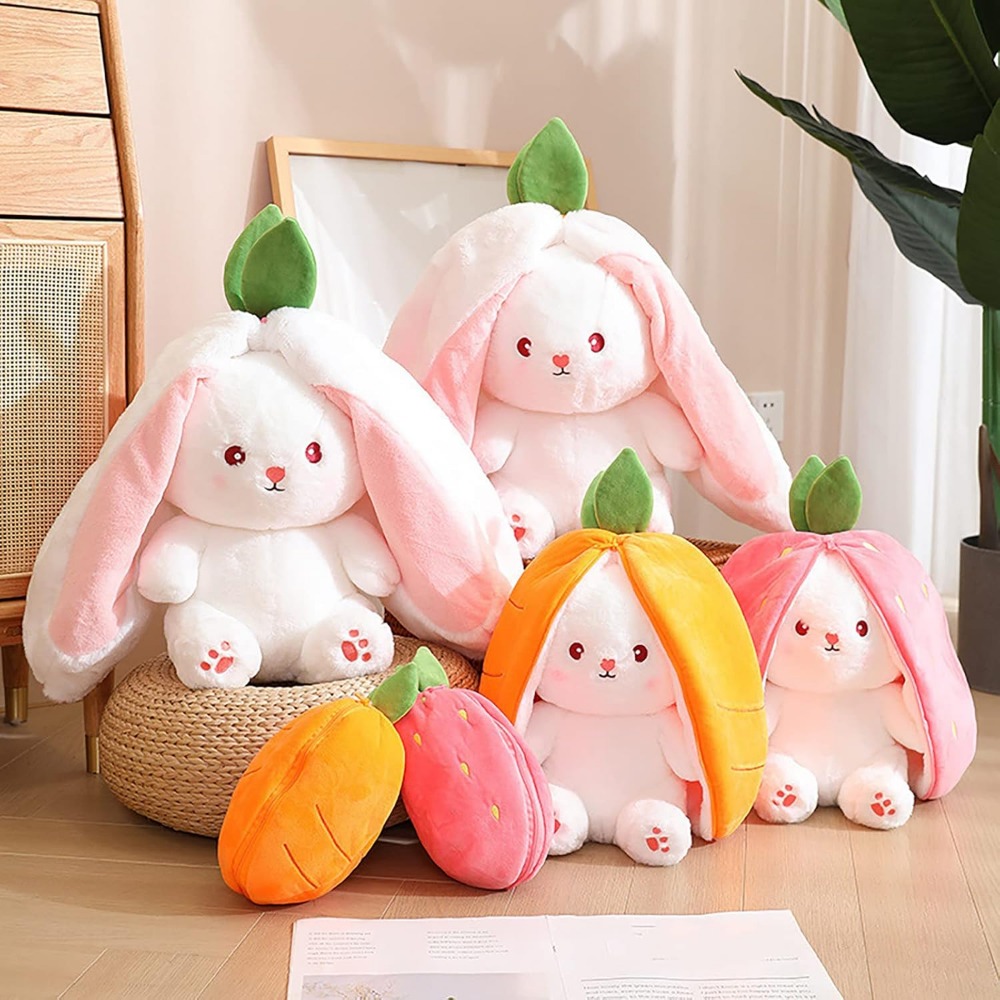 หมอนของเล่นตุ๊กตากระต่าย, แครอทแบบพลิกกลับได้สตรอเบอร์รี่กระต่ายยัดไส้สัตว์พร้อมซิป, กระต่ายน่ารักสําหรับเด็ก