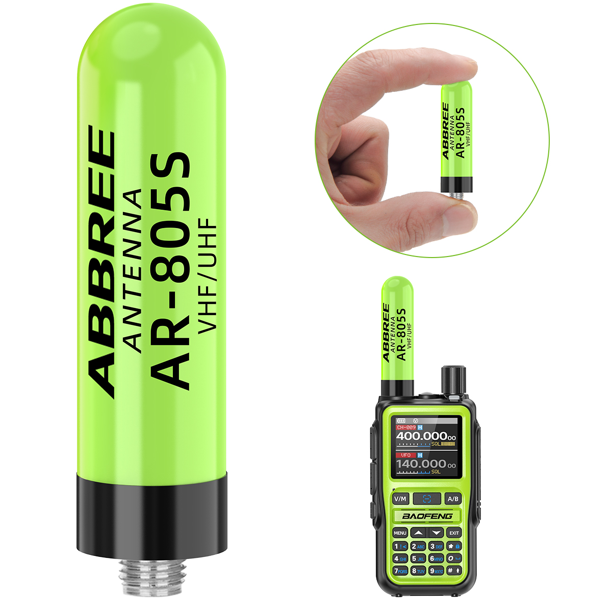 ABBREE AR-805S ミニアンテナトランシーバー SMA-メス UHF VHF デュアルバンド高利得 Baofeng UV-5R mini UV-21 PRO ハムラジオ用