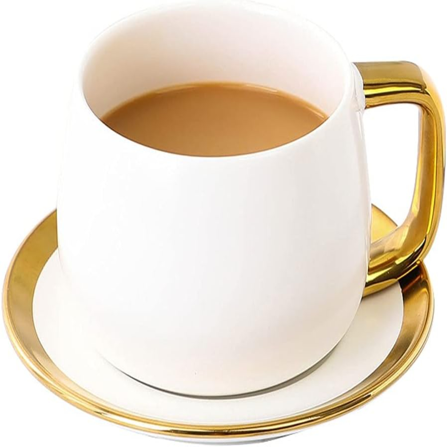 Set mug dan piring kopi porselen yang elegan dan bergaya untuk pasangan - cangkir latte pegangan chic yang indah untuk pecinta susu, sempurna