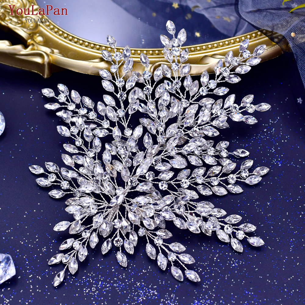 Topqueen-Headpiece do casamento para mulheres, Headwear nupcial, cristal Tiara, pedaço do cabelo, acessórios do casamento, strass Headband, HP438