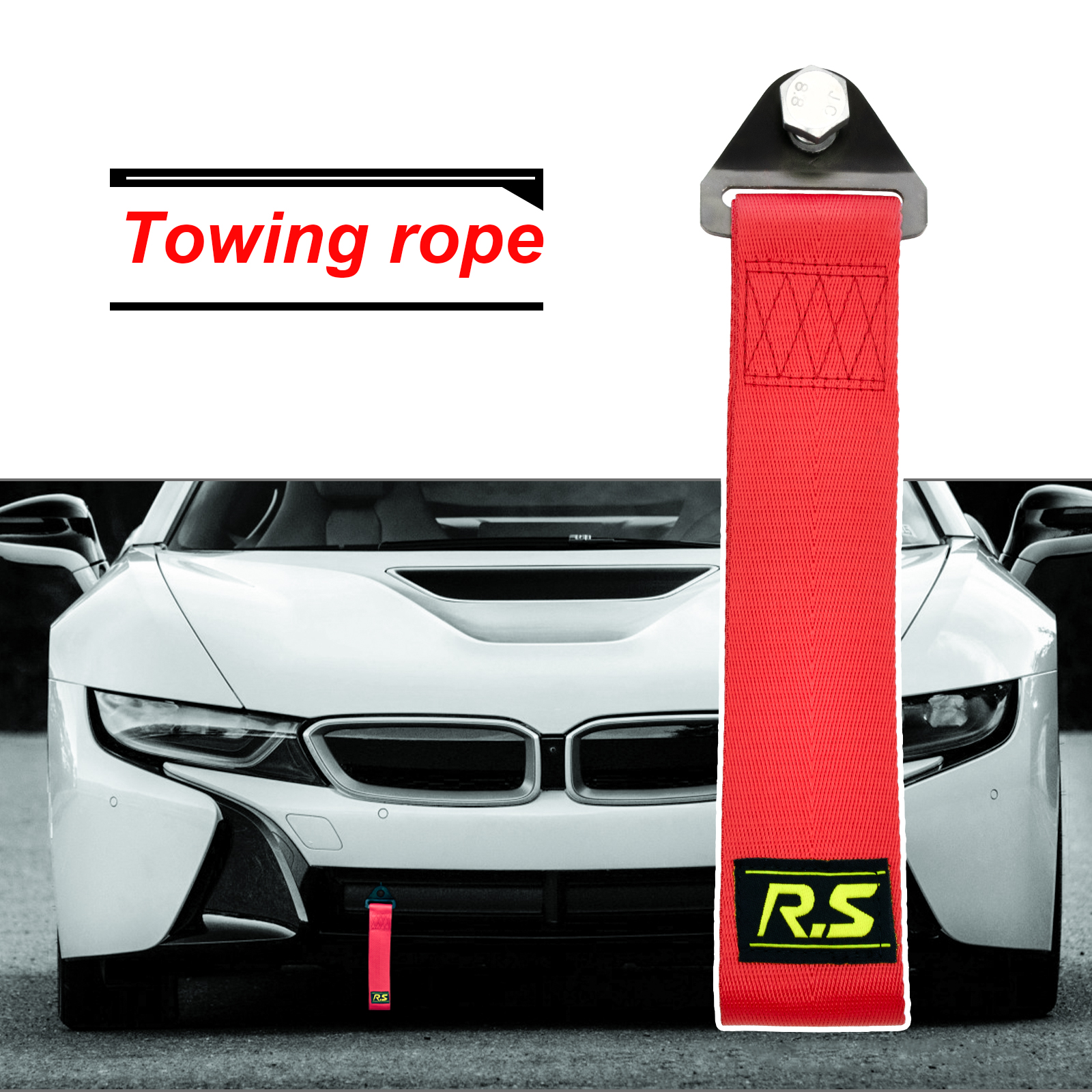 Bult Mutter Abschlepp seil Anhänger Abschlepp gurt Rennsport Auto Abschlepp haken hochfeste Nylon rot Stoßstange Grill Auto Zubehör Universal