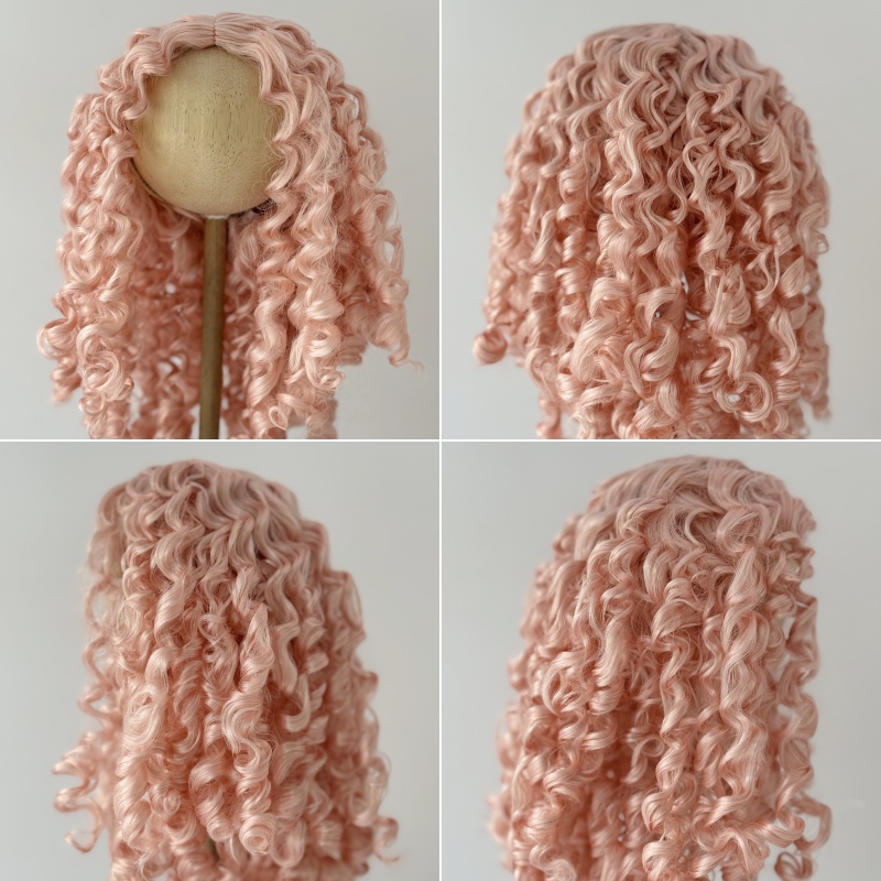 JD073 QBaby Eldorado Peruka Syntetyczna z Długich Kręconych Włosów Mohair, z Przedziałkiem, dla Lalek BJD 9-10' 10-11” 11-12” Pullip Blythes 18' AG, Akcesoria dla Lalek