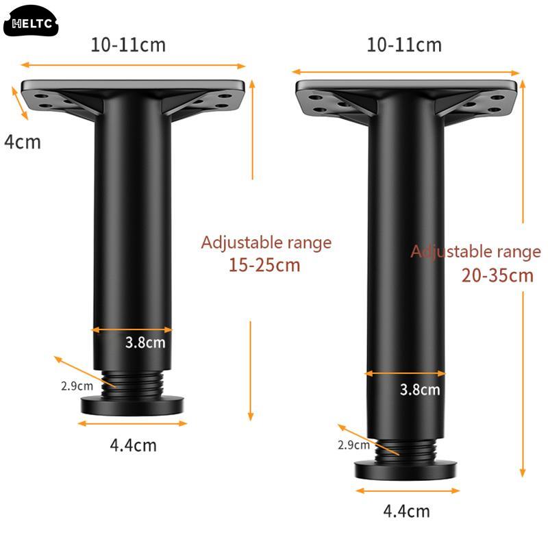 1 pçs preto telescópica ajustável cama feixe suporte pé reforçado plástico mobiliário perna sofá cama inferior suporte de carga