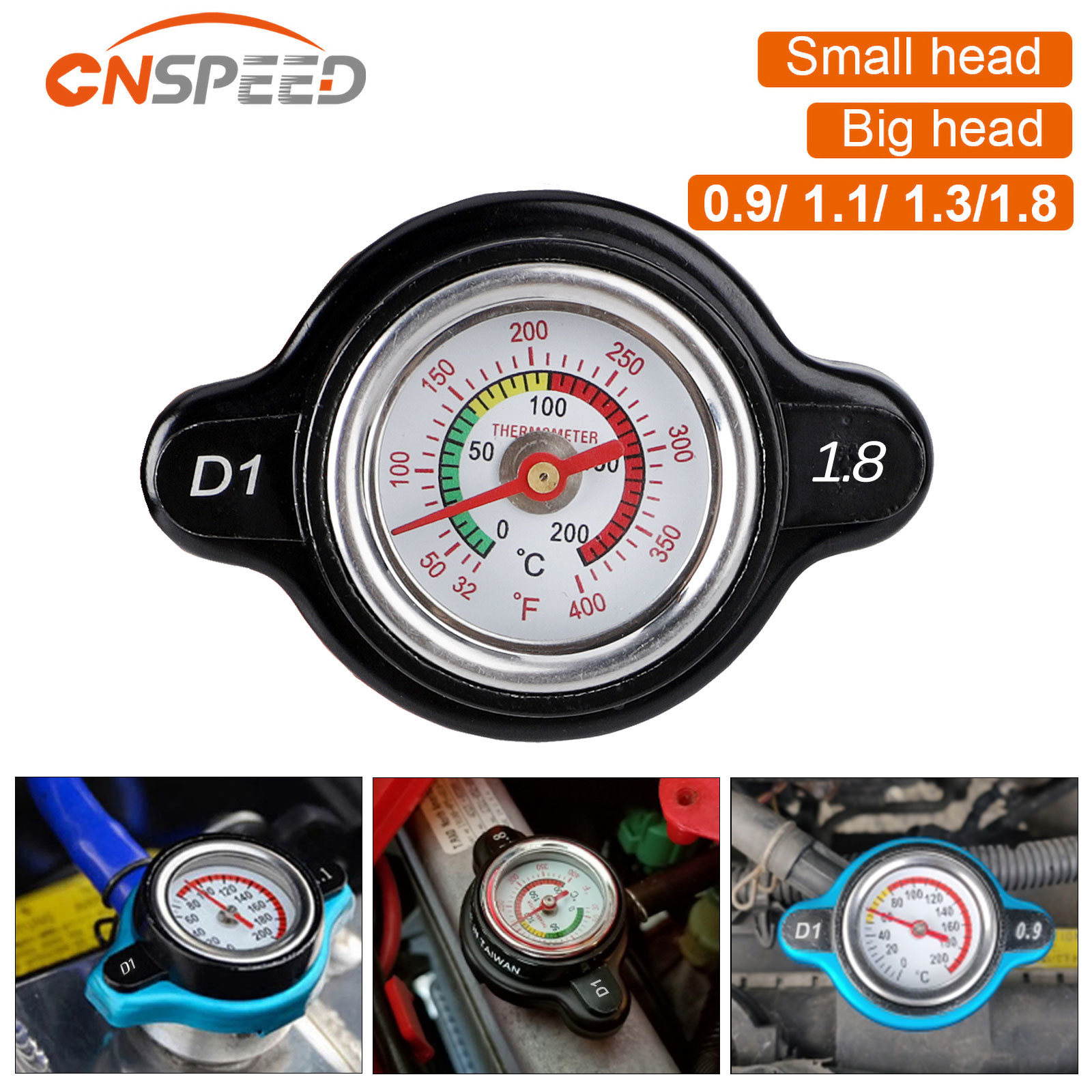 For Motorcycles Car Racing Radiator Cap Tank Cover Head Thermometer Water Temperature Gauge 0.9 1.1 1.3 1.8Bar with Utility Safe