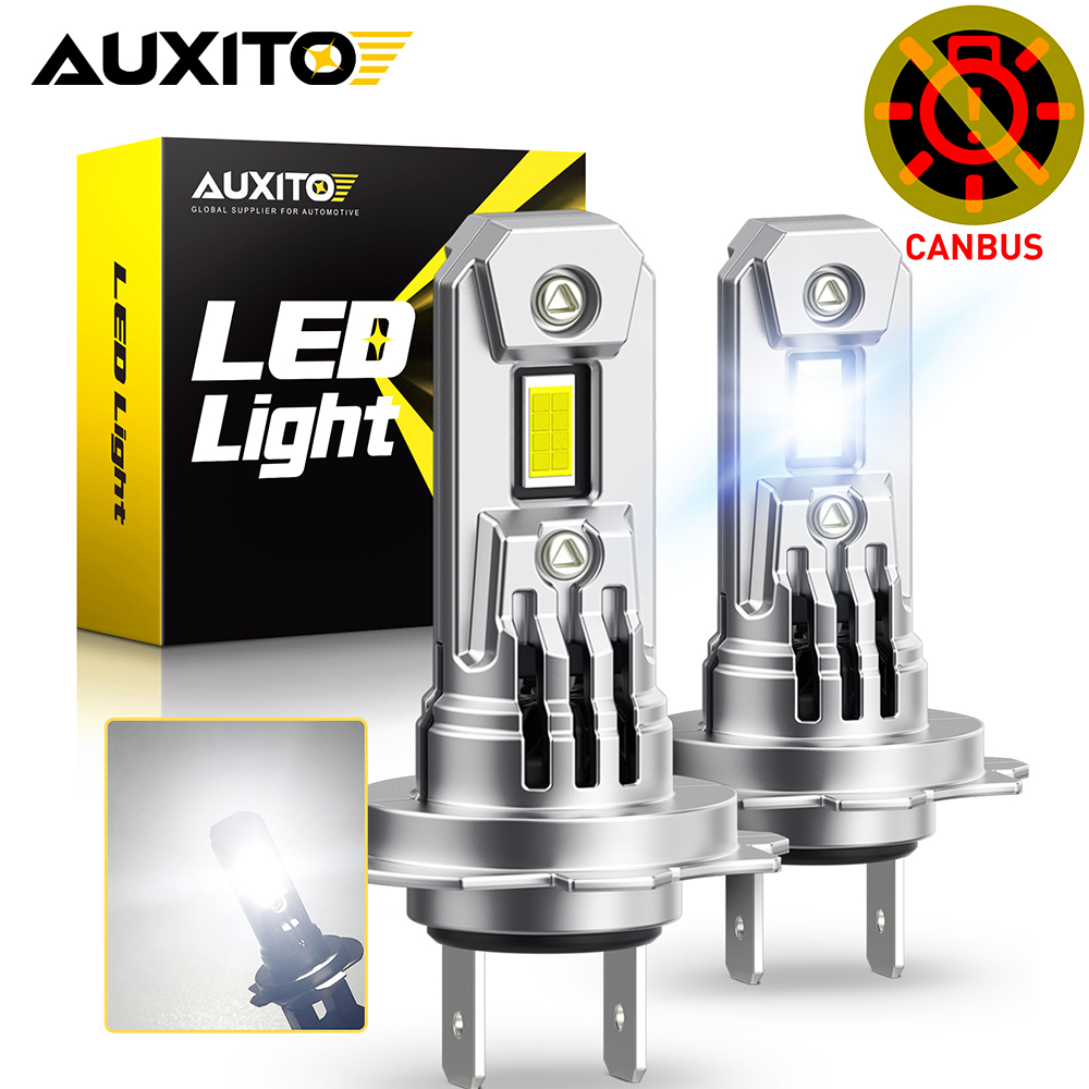 AUXITO-Ampoule LED Canbus H7, 100W 20000LM, Turbo 1:1, Mini Taille, Lampe Frontale Sans Fil CSP Puces LED Automobile, 2 Pièces