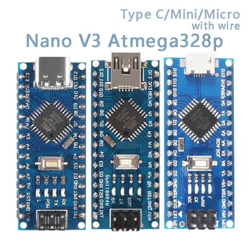 Mini / Typ-C / Micro USB Nano 3.0 Mit dem Bootloader-kompatiblen Nano-Controller für Arduino CH340 USB-Treiber 16 MHz ATMEGA328P