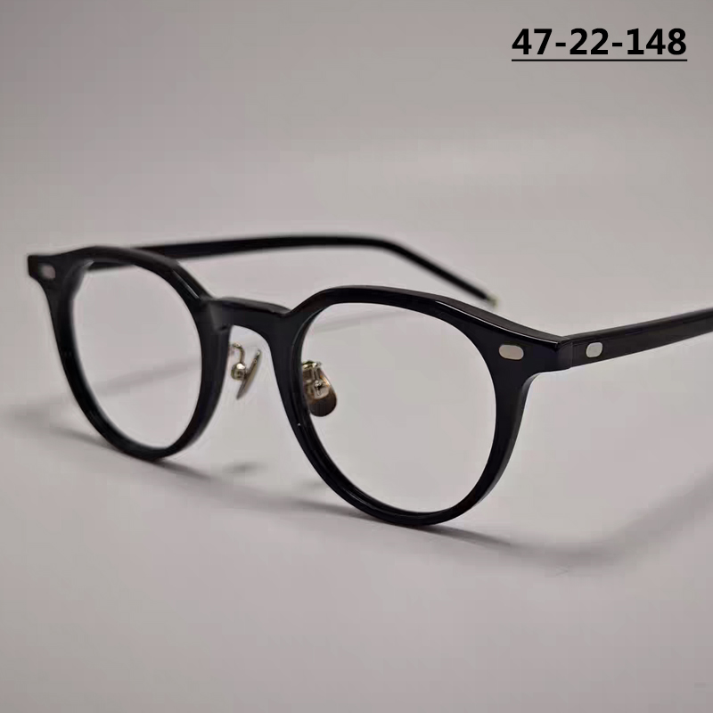 Armação de Óculos Redonda de Acetato Feita à Mão, Design Retrô para Homens e Mulheres, Óculos Circulares Estilo Japonês, Armações de Óculos Nakeup