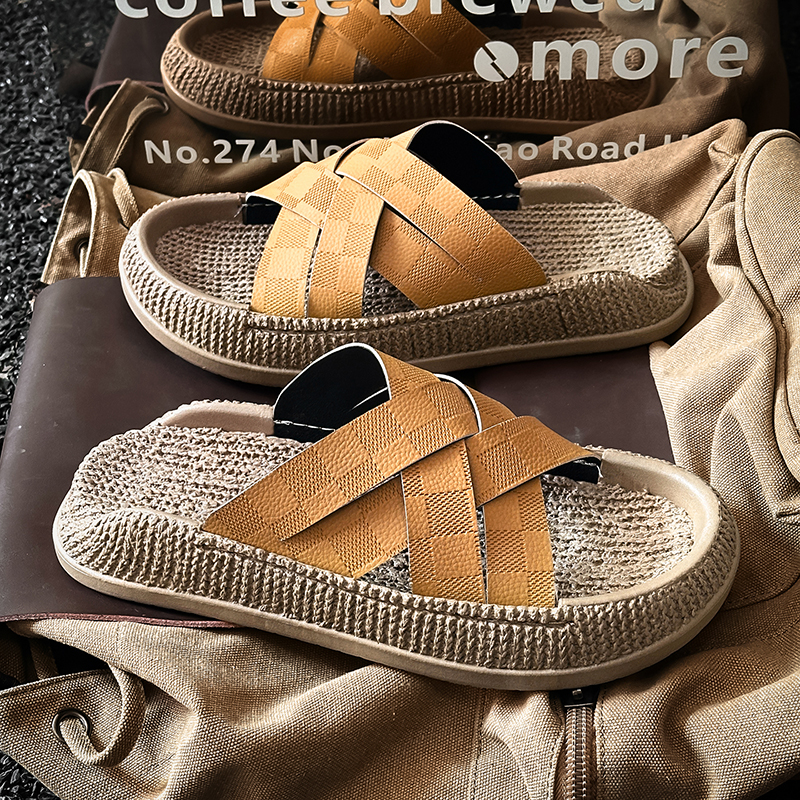 Sandalias de Verano para Hombre, Casuales, de Una Sola Tira, Elegantes, Combinables con Todo, Antideslizantes, Transpirables, para Interiores y Exteriores, para la Playa