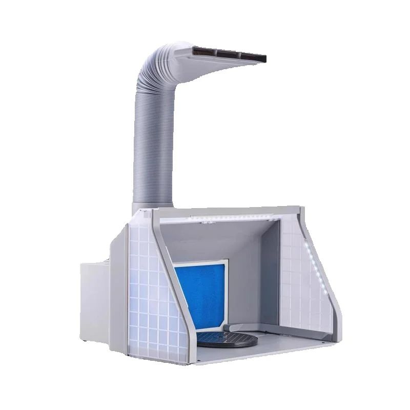 SucceBuy Cabina spray per aerografo Kit cabina spray per vernice per aerografo portatile a doppia ventola con luci a LED e tubo di prolunga di scarico