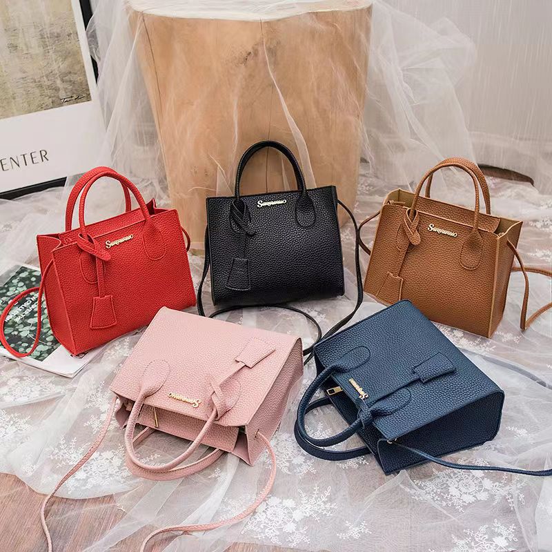 Tas Selempang Satu Tali Bahu, Tas Jinjing, Tas Serbaguna Tiga Fungsi, Tas Santai Portabel, Warna Solid, Tekstur Kulit Leci, Tas Tangan Wanita ﻿
