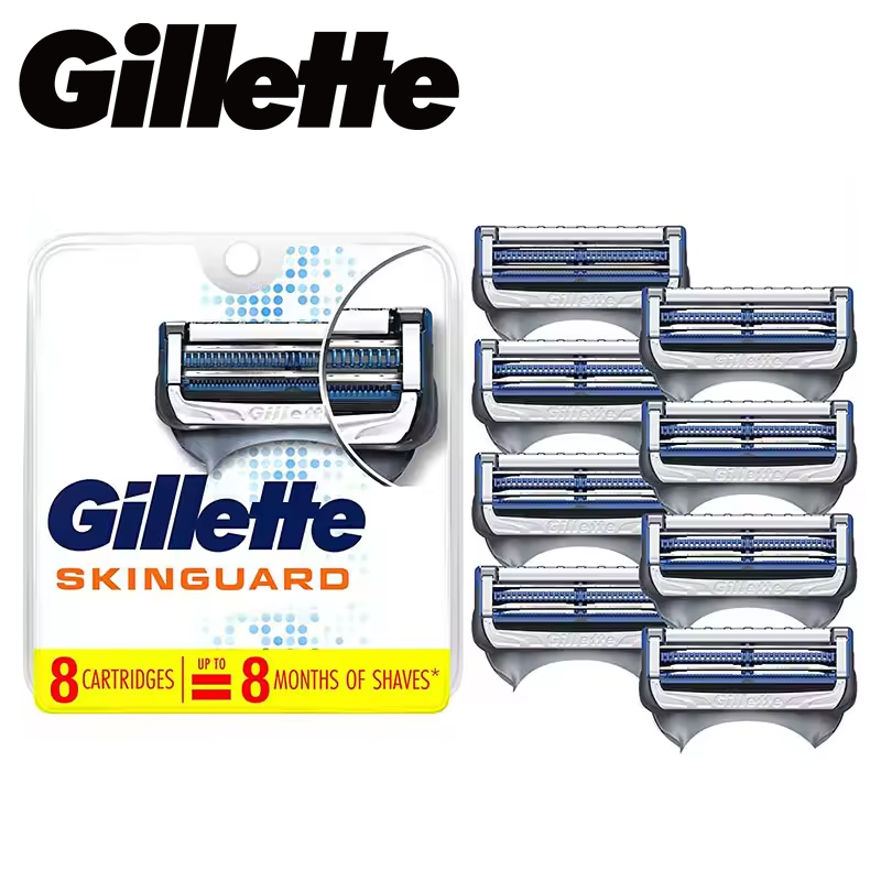 Сменные лезвия Gillette SkinGuard для мужской бритвы, 2 слоя, для чувствительной кожи, для бритья бороды, оригинальные сменные головки Gillette