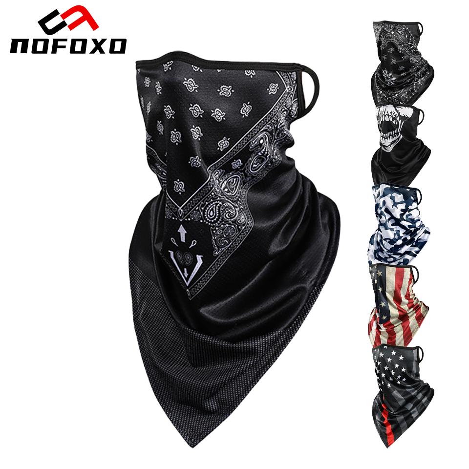 Nofoxo lenço de seda gelo pendurado orelhas respirável secagem rápida lenço triangular bandana para ciclismo ao ar livre pesca caminhadas