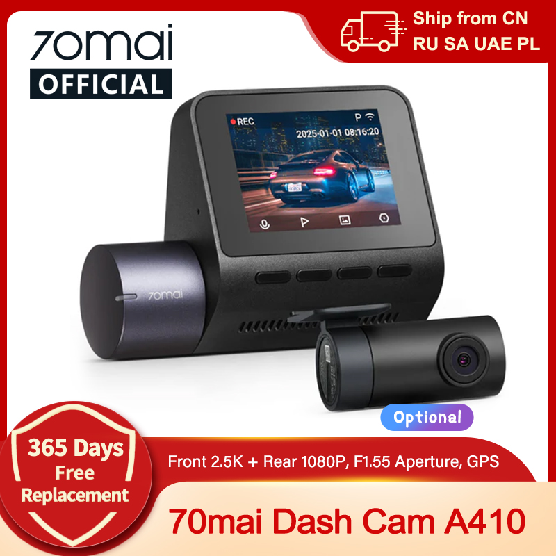 70mai Dash Cam A410 2.5K+1080P Dual-Channel Recording Built-in GPS 24H Parking Surveillance Car DVR 70mai A410