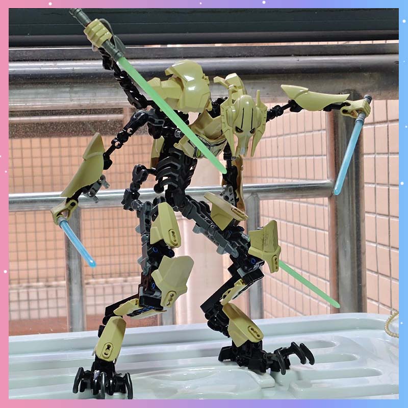183-teiliges KSZ714 Star Action-Figuren-Bausatz Anime-Roboter Grievous mit Lichtschwert-Griff Kampfwaffen-Modell Bausteine Geschenk