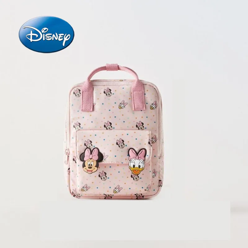 Disney Minnie การ์ตูนกระเป๋าเป้สะพายหลังเด็กกระเป๋านักเรียนประถมขนาดเล็กกระเป๋าสะพายน่ารักสําหรับเด็กชายและเด็กหญิงแบรนด์หรู