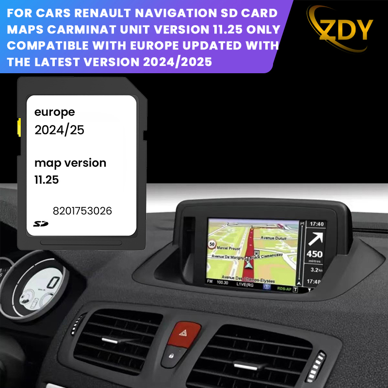 Para Renault Carminat Versão 11.25 8201753026   Cartão SD de navegação para Renault Megane,Clio. .2024/2025 mapas de cartão GPS SD