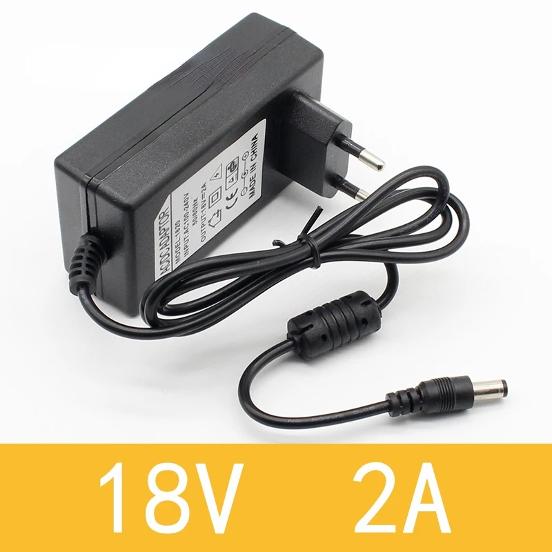 Adaptateur convertisseur 18V 2A AC 100V-240V, 1 pièce, alimentation DC 18V 2A 2000mA, prise ue 5.5mm x 2.1-2.5mm