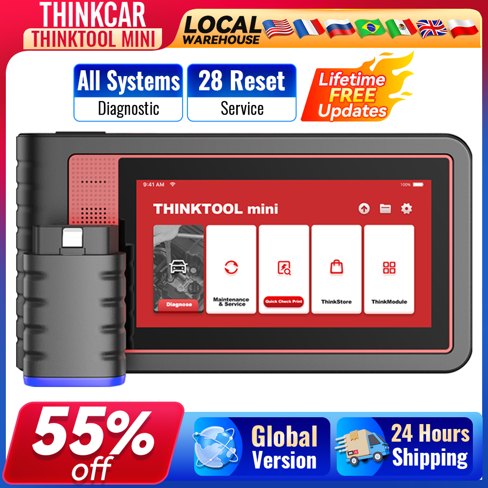 THINKCAR Thinktool Mini 2/THINKTOOL Mini Alat Diagnostik OBD2 Diagnosis Semua Sistem 28 Reset Pemindai Otomatis Pembaruan Gratis Seumur Hidup