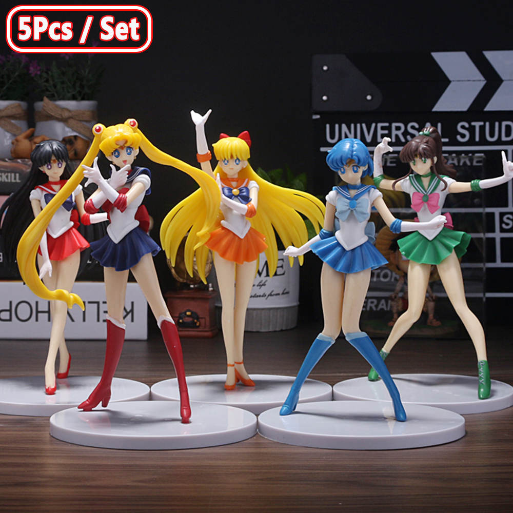 Sailor Moon Anime Action Figure Modèle Jouets, Mizlot, Ami, Tsuk37, Usagi, H37, Rei, Aino, MinCabo, Kawaii Butter Gift, 5PCs Set
