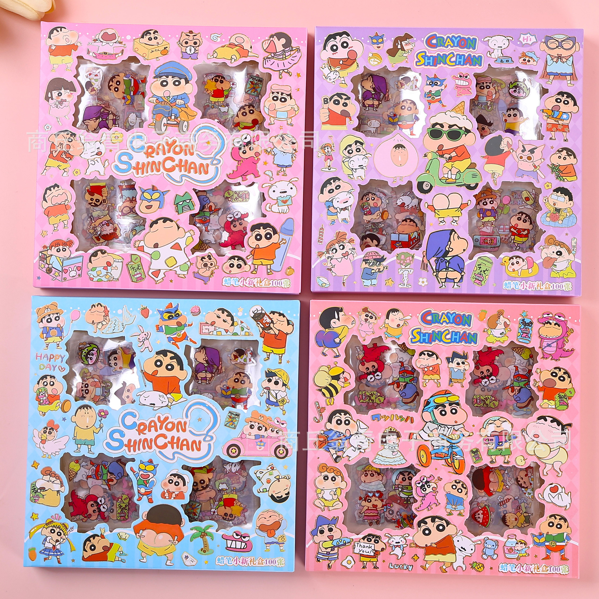 100PCS Crayon Shin-chan Anime Toys Stickers Transparent Applique Computer Skateboard DIY Decoration Accessories Christmas Gifts