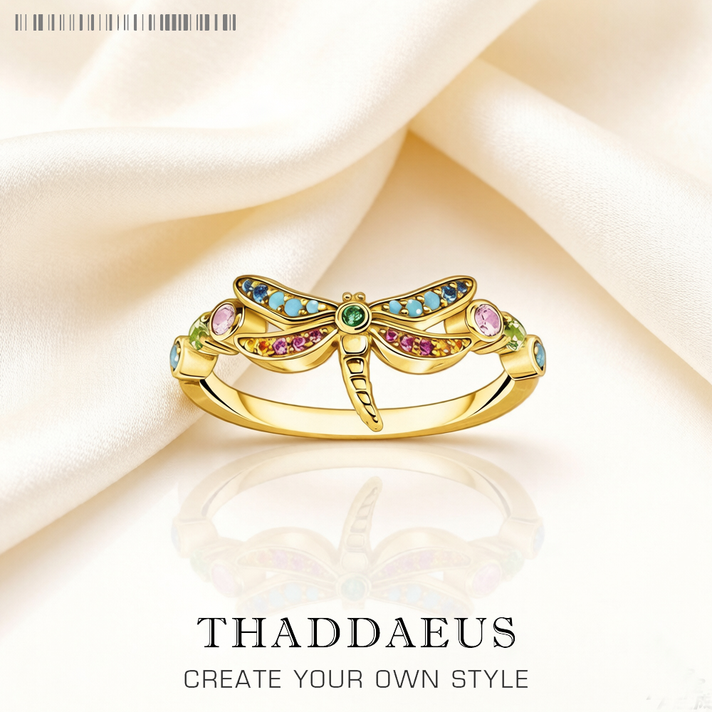 Bague libellule avec pierres colorées, bijoux bohémien européens pour femmes, cadeau créatif en argent Sterling 925
