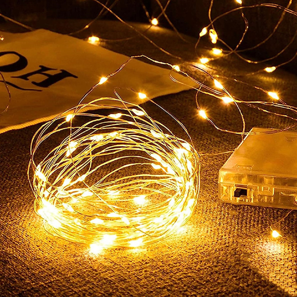 Guirxiété Lumineuse LED en Fil de Cuivre, 10m, Imperméable, pour l'Extérieur, Décorations de Mariage, Nouvel An, Arbre de Noël