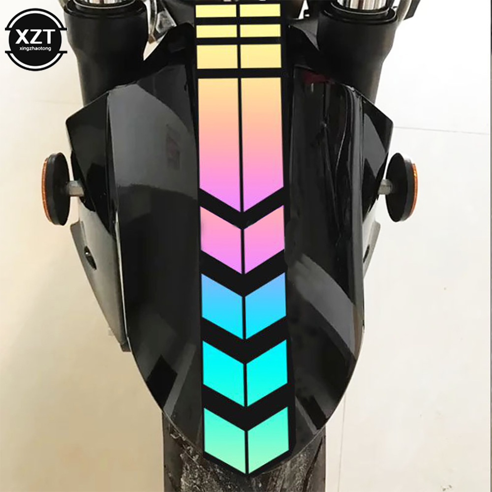 Pegatinas reflectantes para motocicleta, rueda en guardabarros, cinta de flecha de advertencia de seguridad impermeable, calcomanías para coche, accesorios de decoración para motocicleta