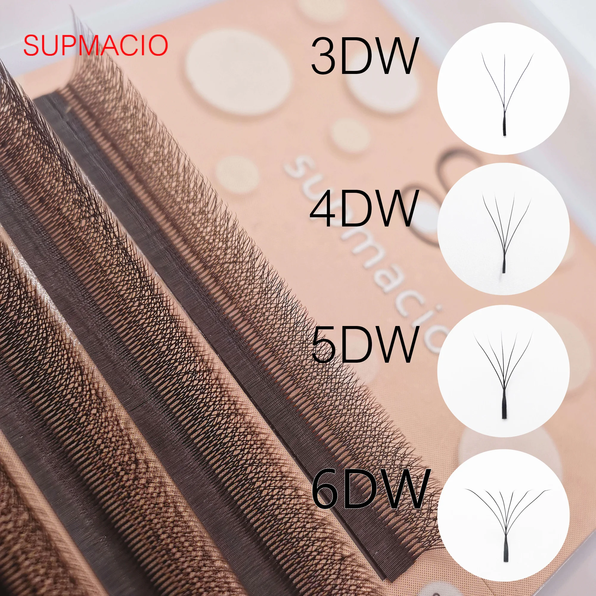 Supmacio W Shaped Bloom 2D 3D 4D 5D 6D Автоматическое цветение Готовые объемные вентиляторы C/D Curl Натуральный мягкий свет Индивидуальные ресницы