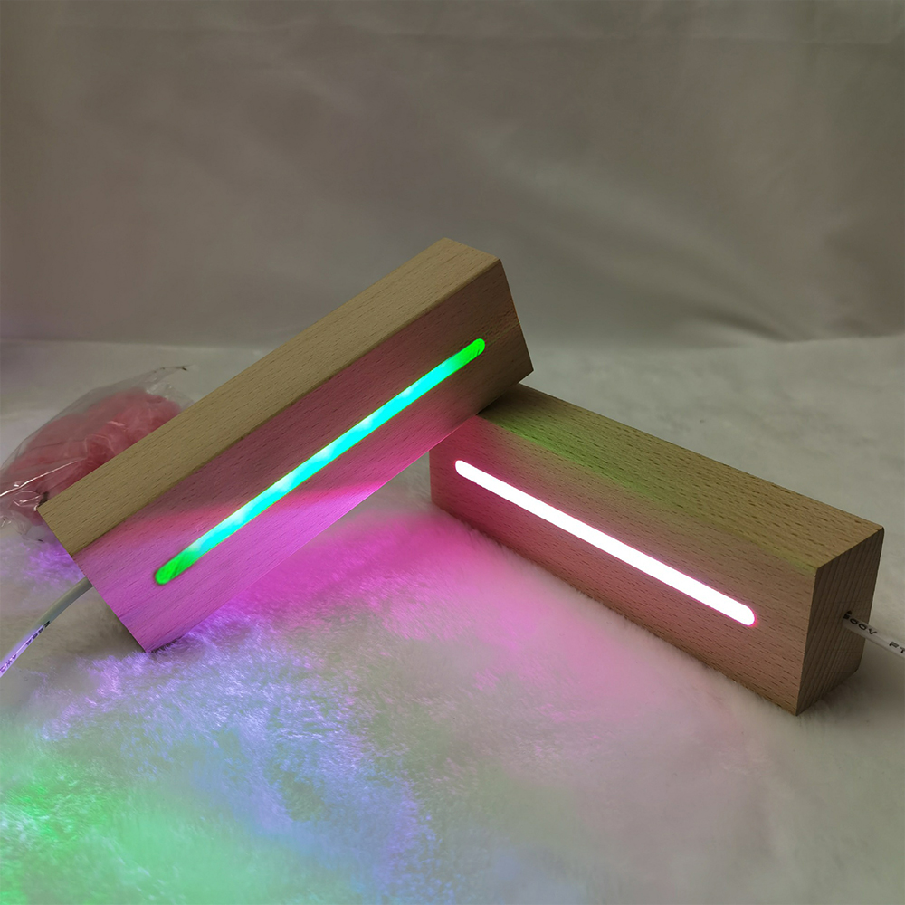Rechteckige LED-Sockel aus massivem Buchenholz für Harz, Buchstabenlampe, Acrylglas, Harz, Kunstholz, Licht, Display-Basis, LED-Ständer, Dropship