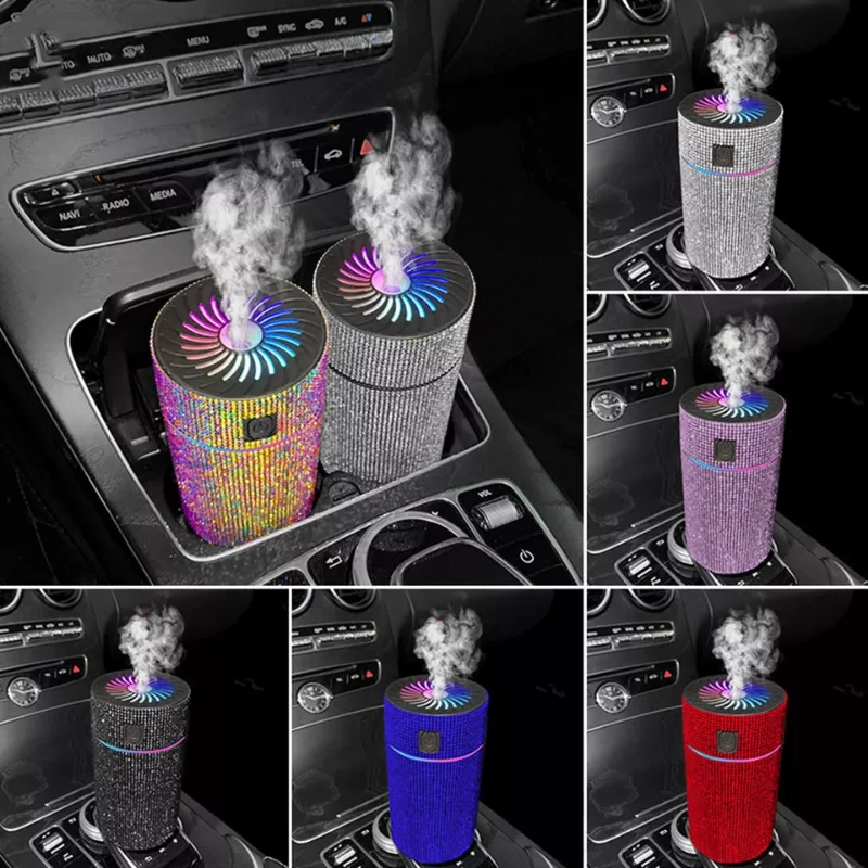 Luxe Diamant Auto Diffuser Luchtbevochtiger Met Led Light Auto Luchtreiniger Aromatherapie Diffuser Luchtverfrisser Auto Accessoires