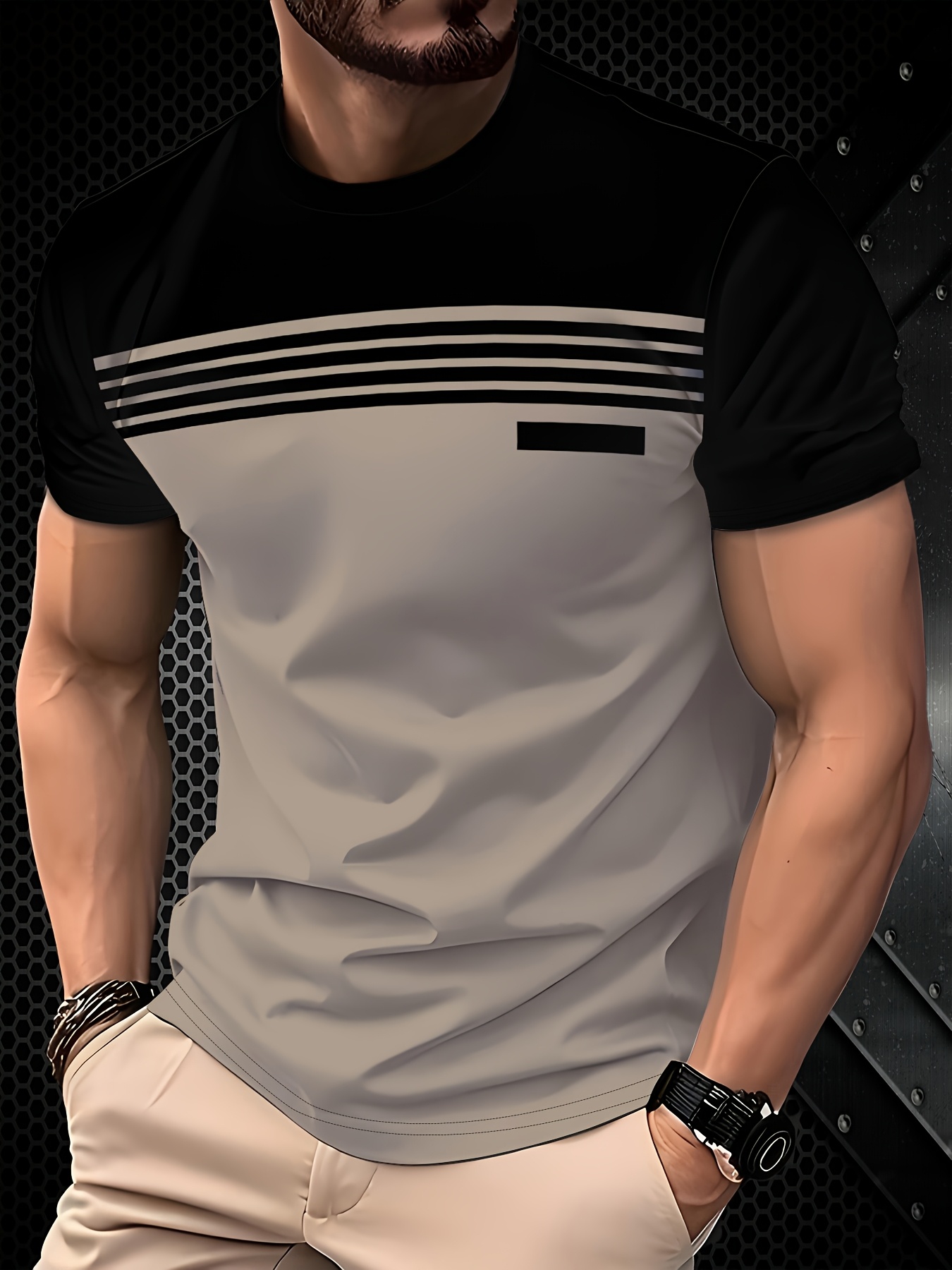 Het nieuwe zomer-T-shirt voor heren van 2025 is voorzien van een casual, modieuze, comfortabele, zachte en ademende 3D-gestreepte patroonprint