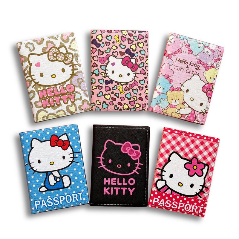Mooie Hello Kitty paspoorthoes creditcardhouder dames Sanrio PU lederen visitekaartjestas dames paspoorthouder cadeau