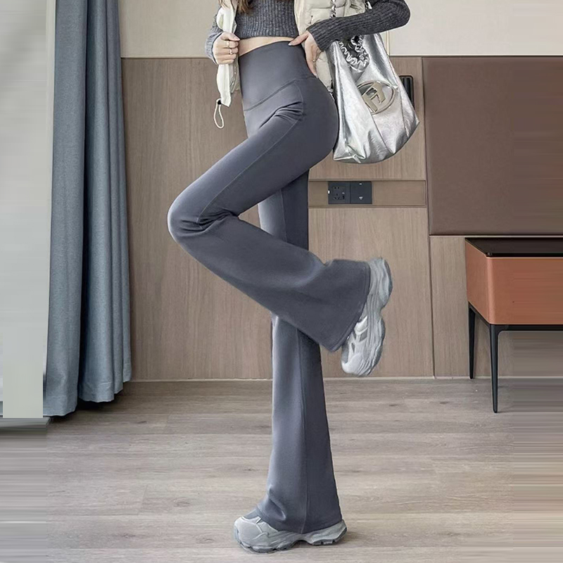 Pantalones de Yoga de Cintura Alta para Mujer, Sin Costuras, Micro Acampanados, Elásticos, Cómodos para Actividades al Aire Libre, Sin Líneas Incómodas, Otoño