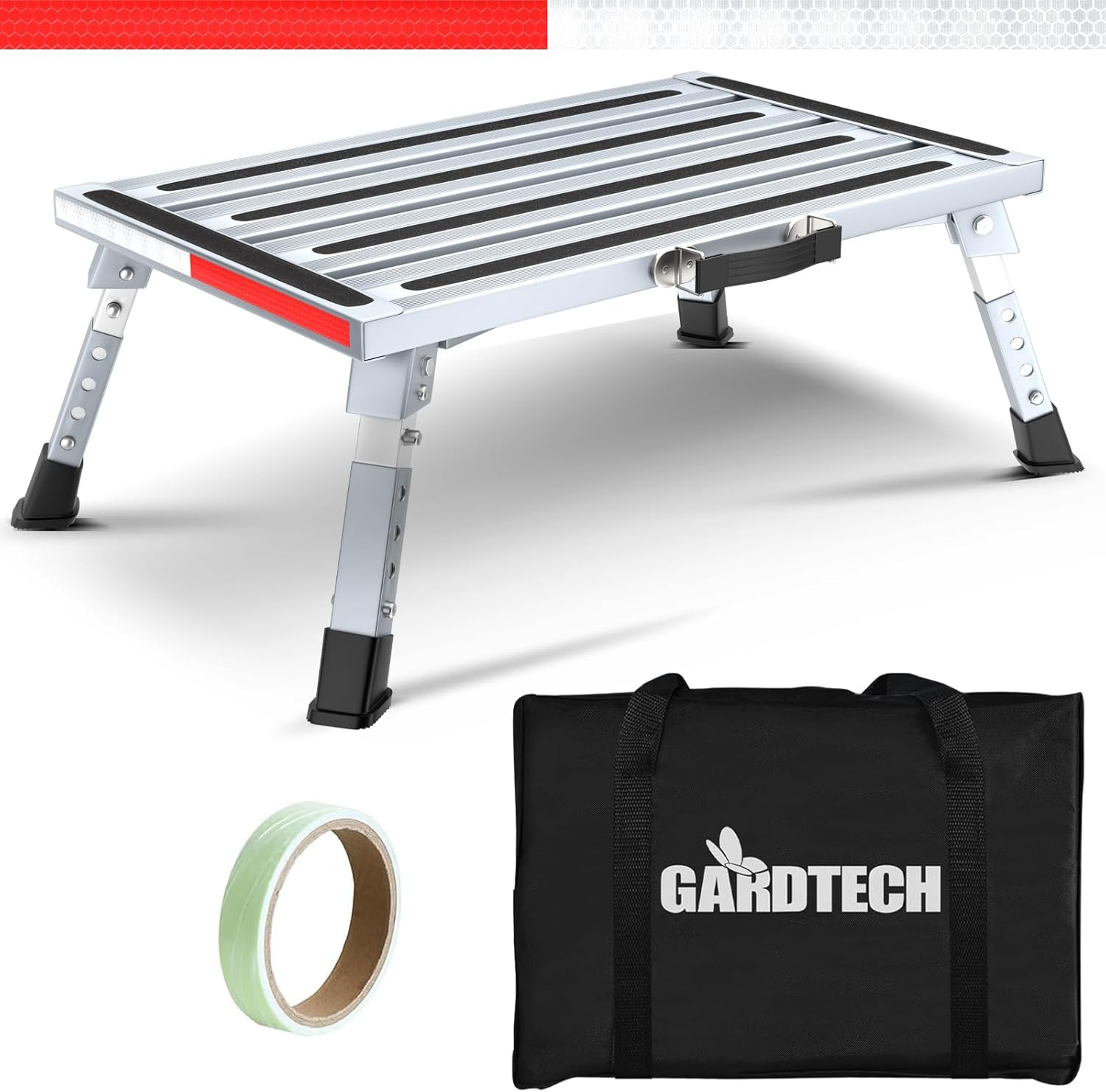Escabeau pliant en aluminium pour camping-car, caravane – 150 kg, hauteur réglable