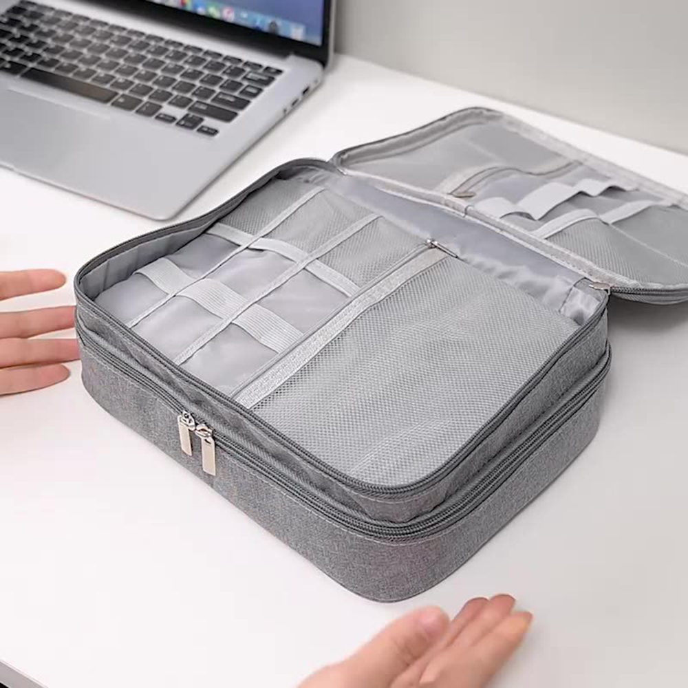 Schwarze Oxford Stoff elektronische Zubehör Aufbewahrung tasche, Würfel Reisetasche, tragbare Datenkabel Kopfhörer Organizer Tasche Büro Suppli