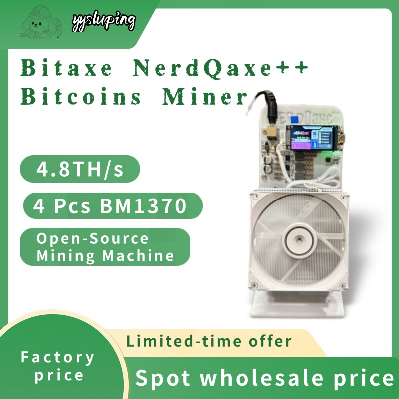 Bitaxe NerdQaxe++ 4.8TH/s do 6 TH/s Koparka Bitcoin z 4 chipami Asic BM1370, maszyna do kopania BTC solo, 68W, 2.4G WiFi, Open-Source