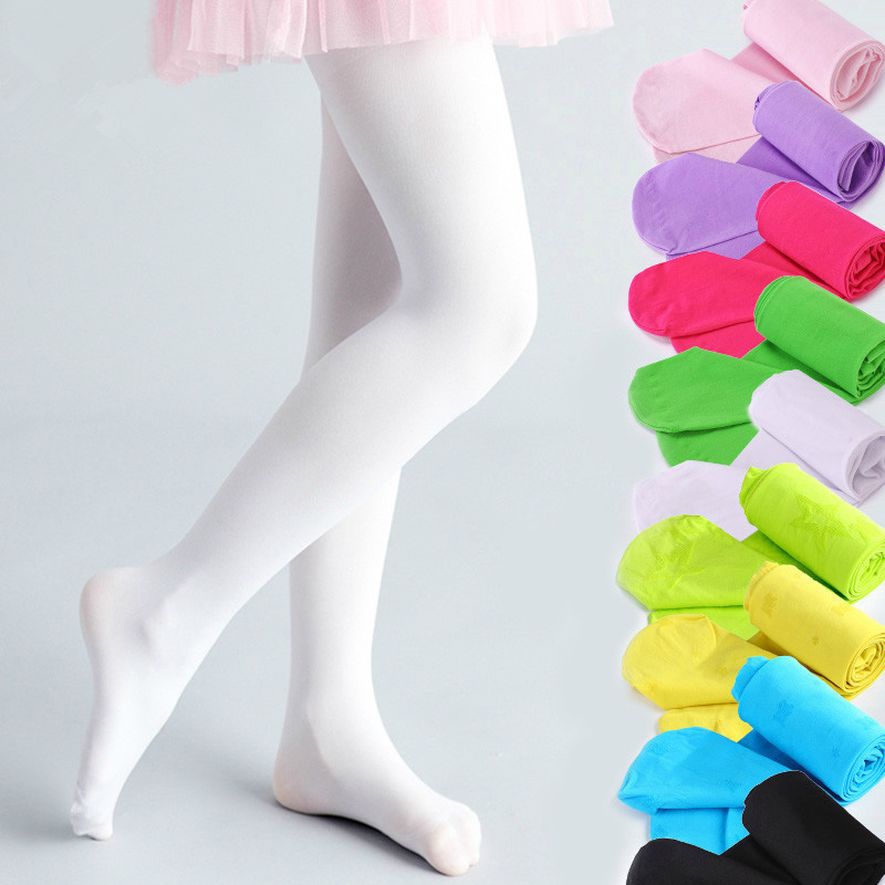 ฤดูร้อนฤดูใบไม้ผลิลูกอมสีเด็ก Pantyhose บัลเล่ต์ Dance Tights สําหรับถุงน่องหญิงเด็กกํามะหยี่สีขาว Pantyhose