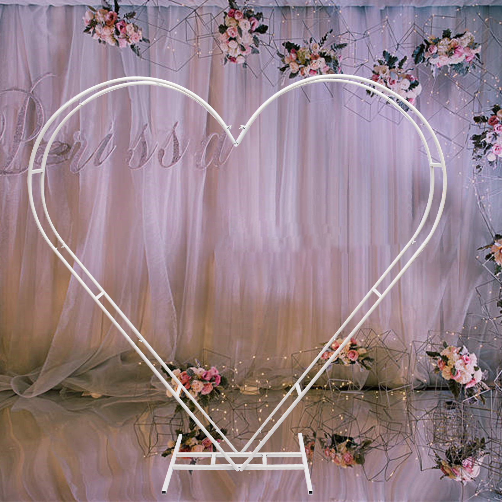White Heart Shape Wedding Metal Arch Backdrop Iron Wedding Event Party Decoration