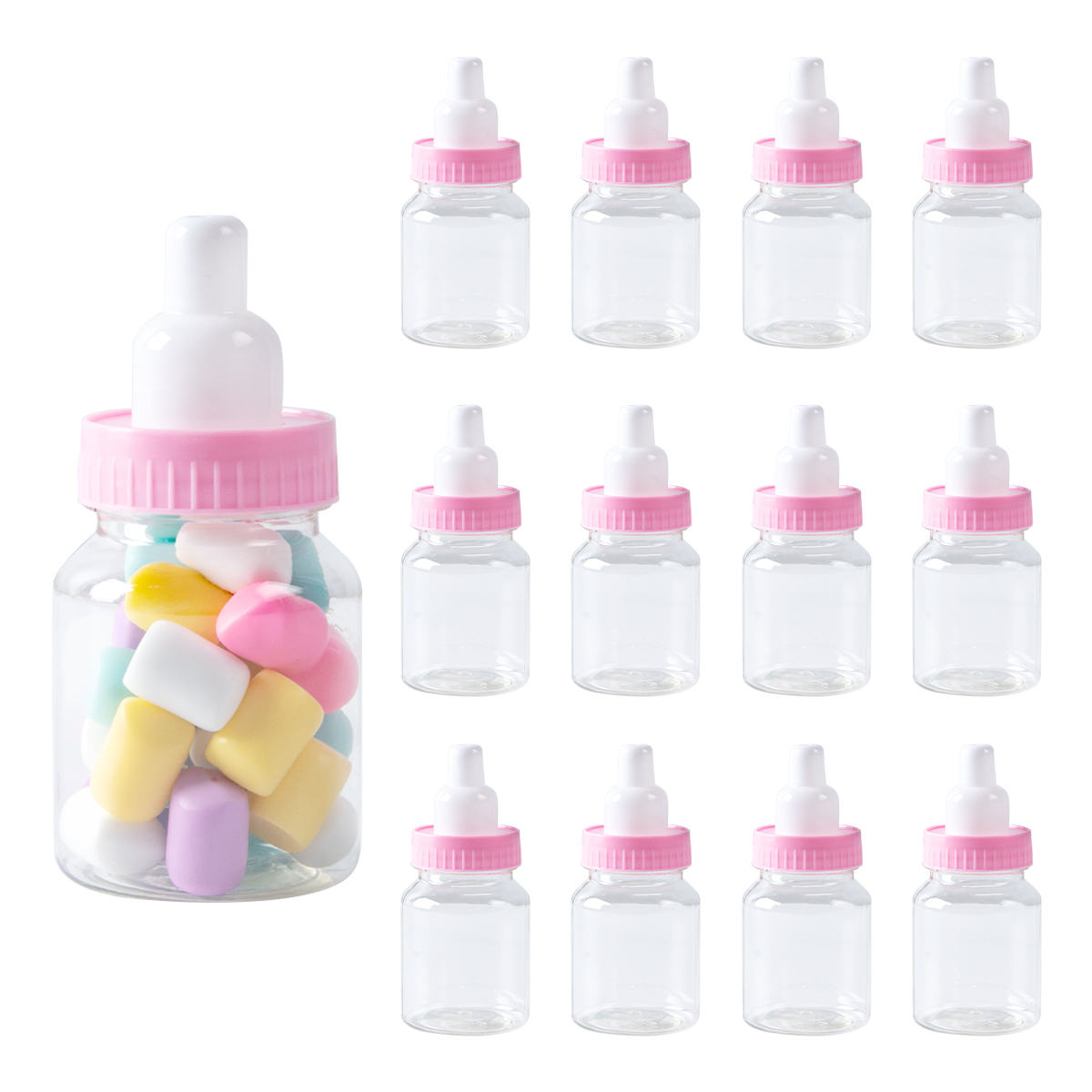 12/24 buah botol mandi bayi kotak kemasan hadiah permen merah muda biru hadiah perayaan kelahiran bayi untuk tamu perlengkapan pengungkapan jenis kelamin ulang tahun