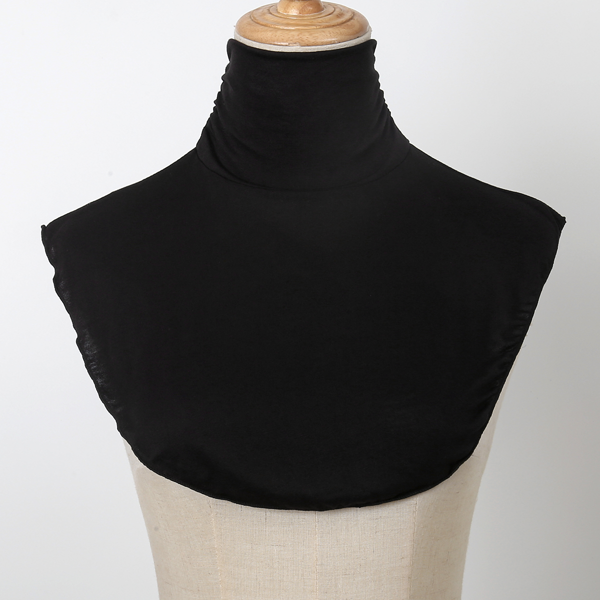 Preto modal alta nack colar falso macio colar falso para mulher cor sólida camisa elástica colar destacável