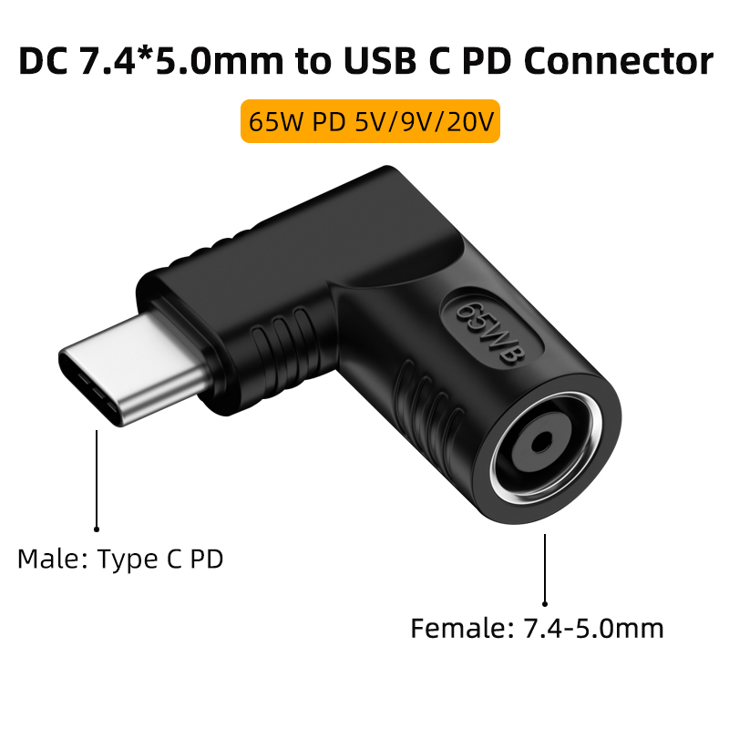 DC 7.4X5.0mm pour Hp Dell chargeur d'ordinateur portable vers 65W USB Type C PD adaptateur d'alimentation convertisseur pour MacBook Huawei Hp Lenovo Xiaomi Samsung