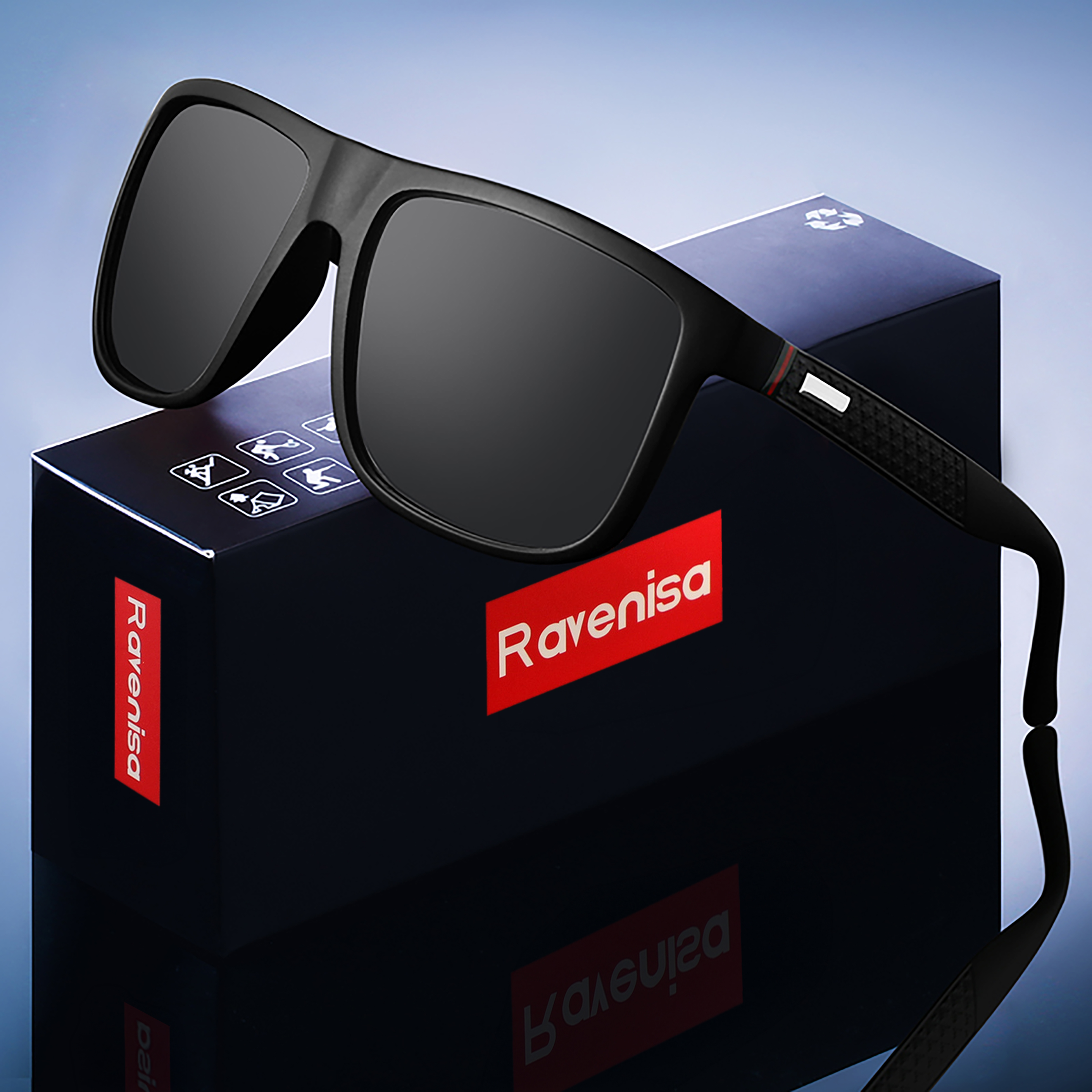 Luxuriöse Quadratische Polarisierte Radsport-Sonnenbrille UV400 Herren Vintage-Brillen Mode Reise Fahren Angeln Winddichte Gläser