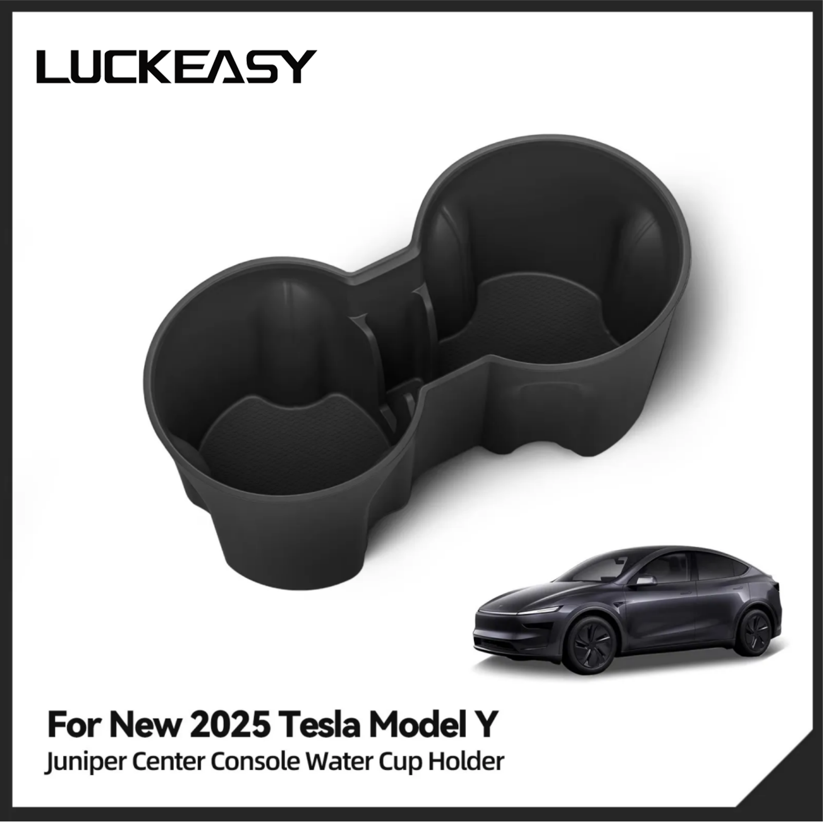 LUCKEASY na rok 2025 2026 Tesla Model Y Launch Juniper/Y Standard /YL 2025 2026 Samochodowy centralny uchwyt na kubek na wodę TPE Akcesoria Czarny