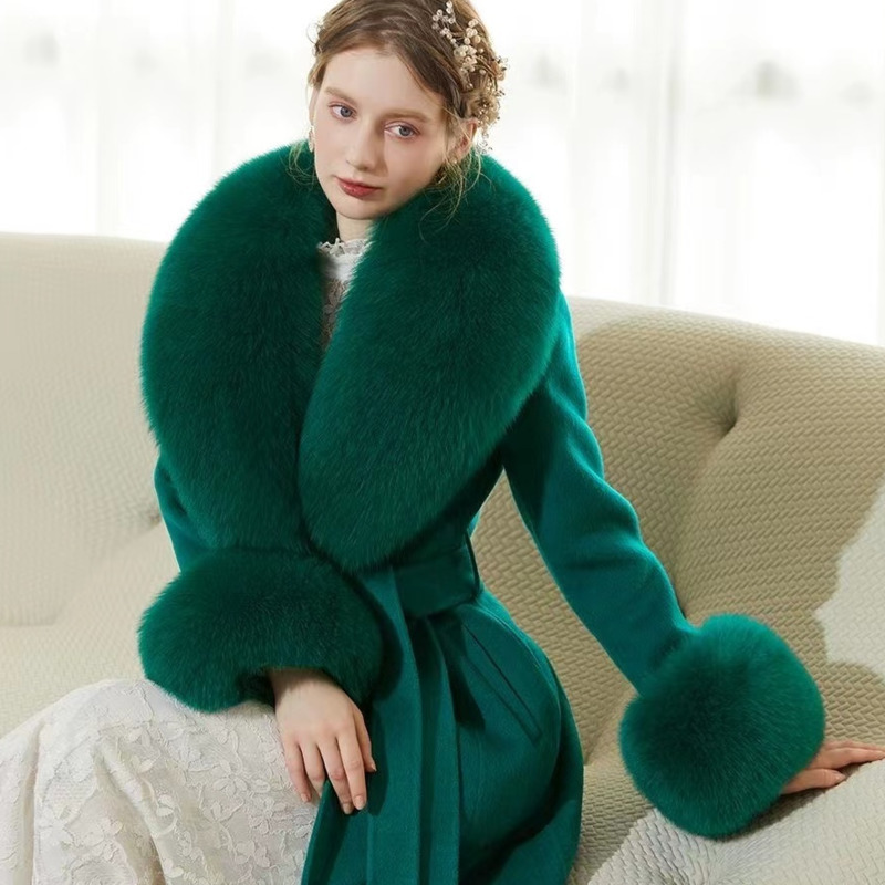 Colarinho de pele de raposa real para mulheres, cachecol de pele natural e punho, casaco luxuoso, xale de pele, lenços quentes no pescoço, moda feminina